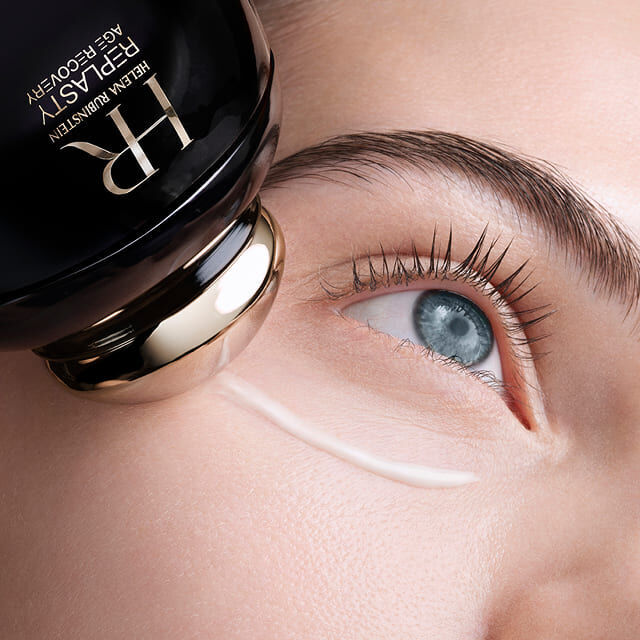Helena Rubinstein Replasty Age Recovery Eye & Face Contour Concentrate applied to a woman's face near the eye area.