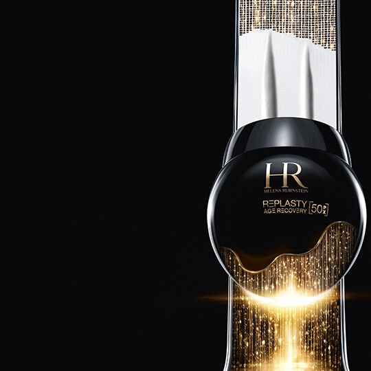 Helena Rubinstein Replasty jar with a golden 50 and light beam.​