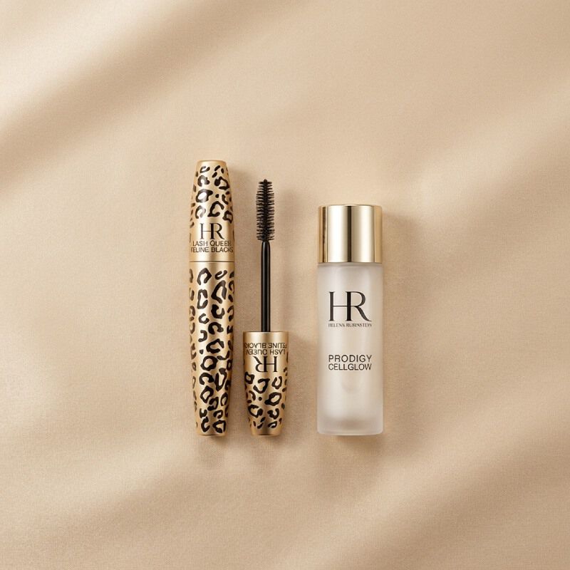 Lash Queen mascara and Prodigy Cellglow skincare on silk